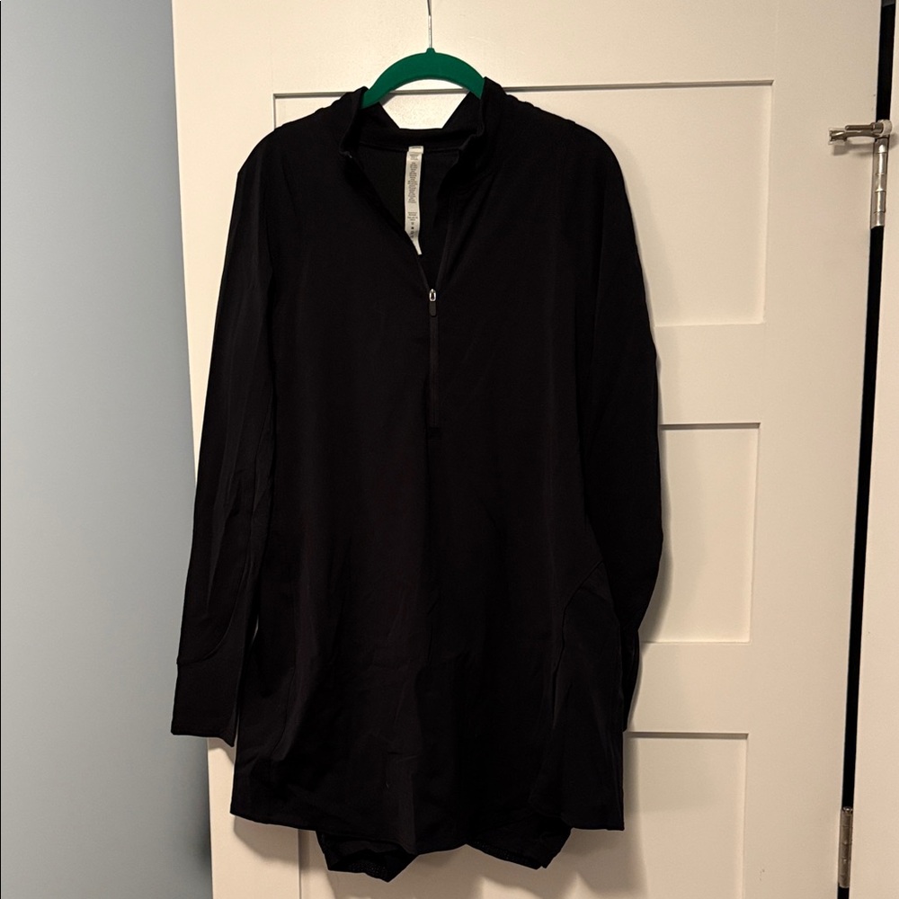 Lululemon Athletica Black Front Zip Long Sleeve Tennis Dress